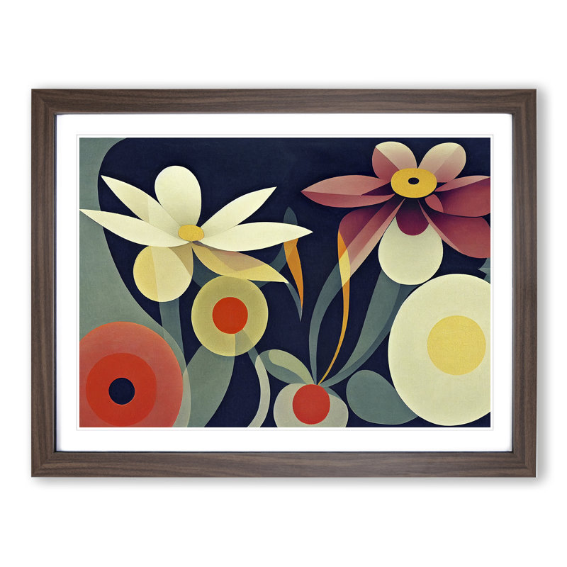XH1022-8631X Superb Abstract Flowers 1 Piece Single Picture Frame Wall Art, 34cm H x 46cm W, Brown