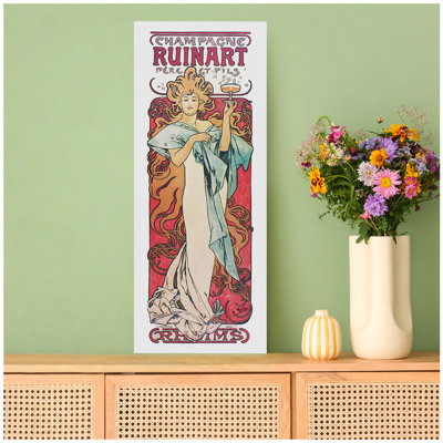 Champagne Ruinart (1896)  by Alphonse Mucha wall art for Home Office Decorations Giclee Print On Canvas 30x12inch