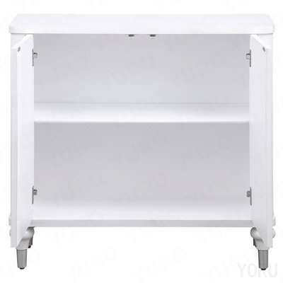 Accent Cabinet, 2-Door, Mandala Design, Distressed for Living Room - White
