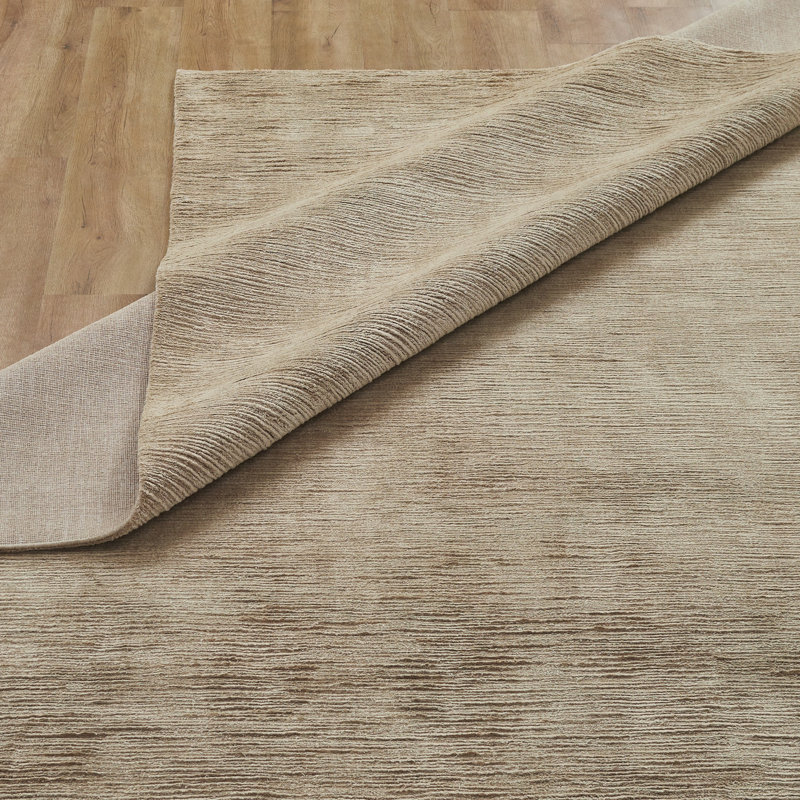 Lumiere Driftwood Natural Silk Hand Loomed Area Rug, Tan, Rectangle 3'6" x 5'6"