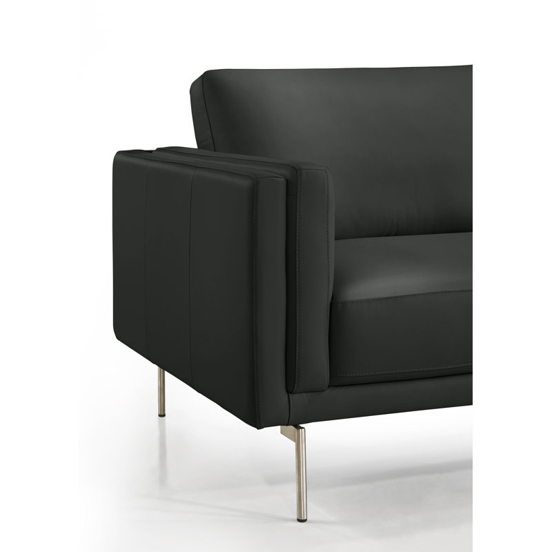 Canapé à accoudoirs carrés 86 po Chumy, Acier inoxydable brossé, Noir