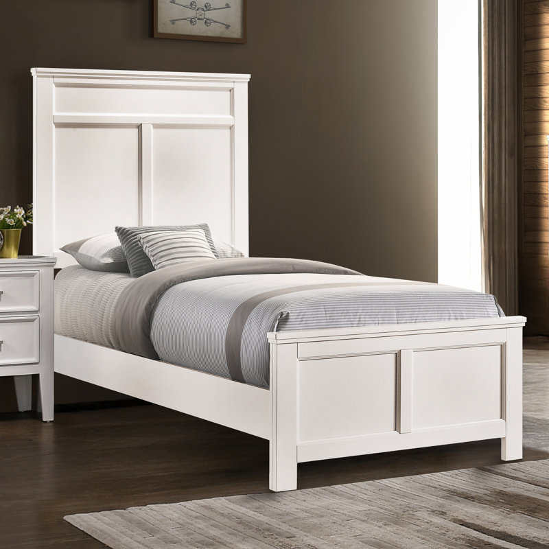 Lit standard en bois Jonnathan, Simple, Blanc