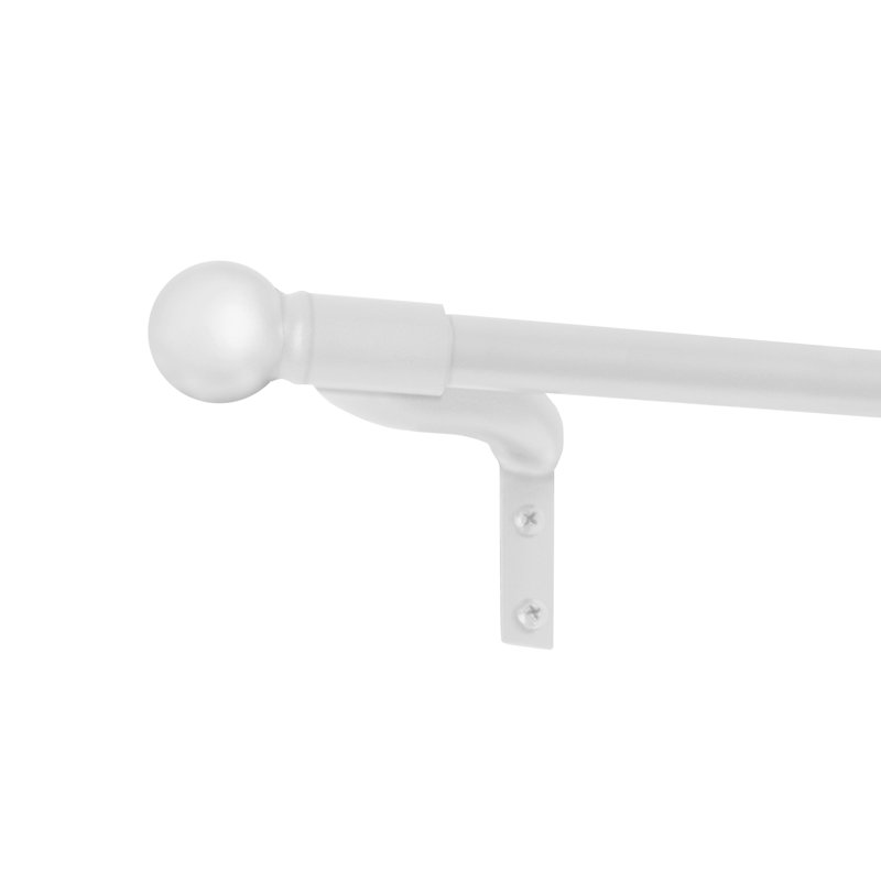 Doan Adjustable Single Curtain Rod, 4" H x 18" W x 2.3" D, White