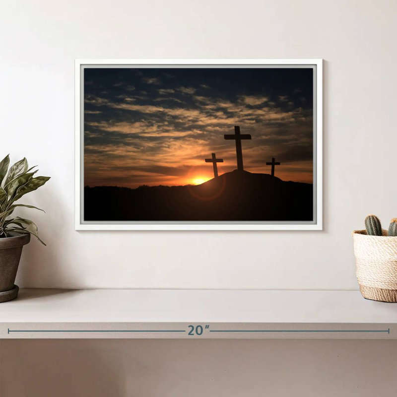 Croix de silhouettes, Cadre flottant blanc, 13 po x 9 po