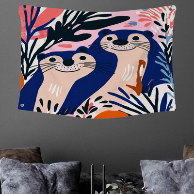 Otters In Nature Wall Tapestry -  Animal Wall Decor