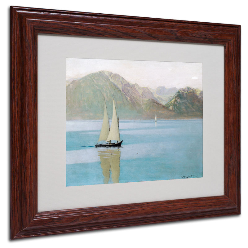 « bateau on lake geneva 1892 » par felix félix, reproduction d’art encadrée, H 11 po x l 14 po x P 0,5 po, Brun