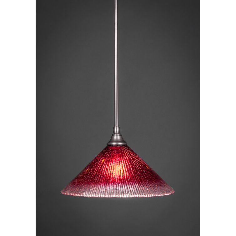 Stem Hung Mini Pendant With 12" Raspberry Crystal Glass