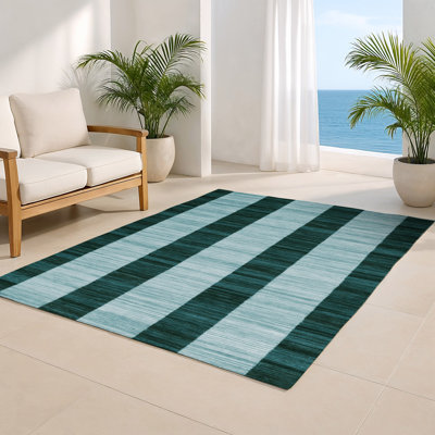 Tapis d'intérieur et d'extérieur à carreaux bleu