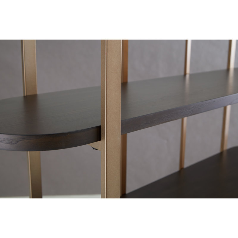 Brown and Gold 48" Modern Metal Frame Bookcase