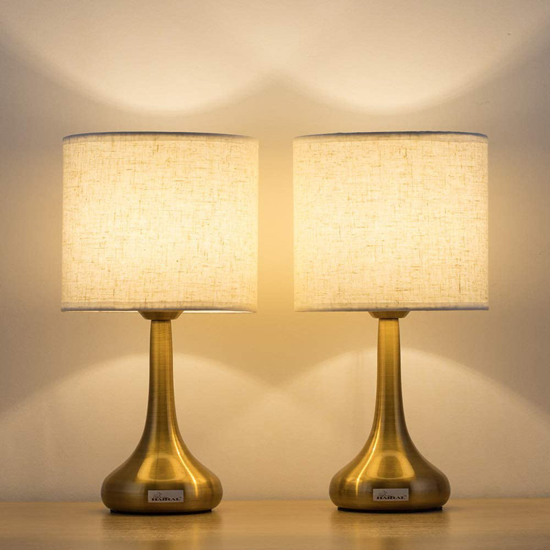 Metal Table Lamp, Gold, 13.8" H x 7.1" W x 7.1" D
