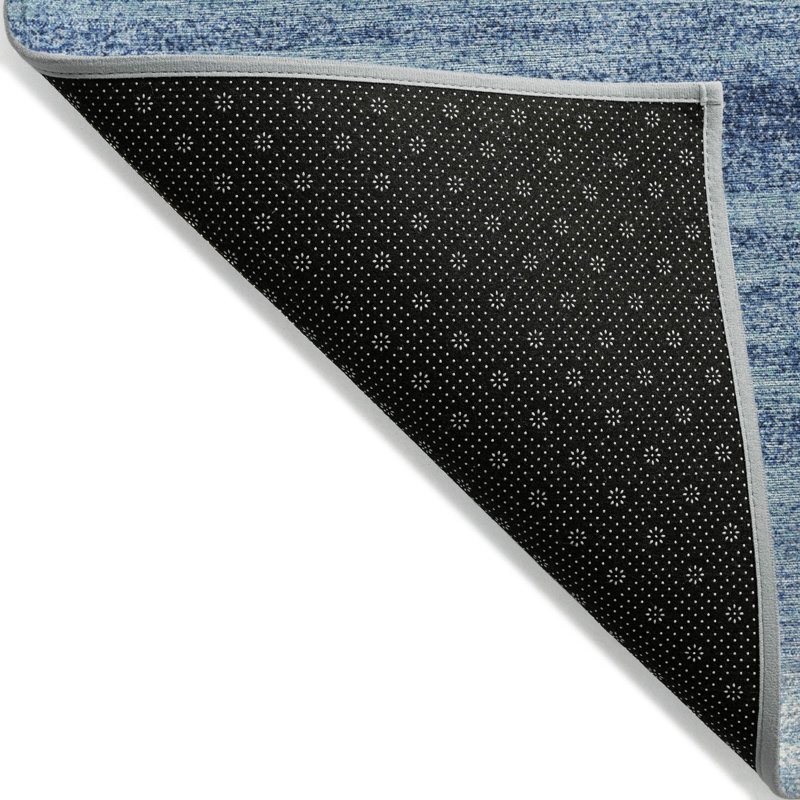 Blue Ombre Stripe Synthetic 8' x 10' Washable Rug