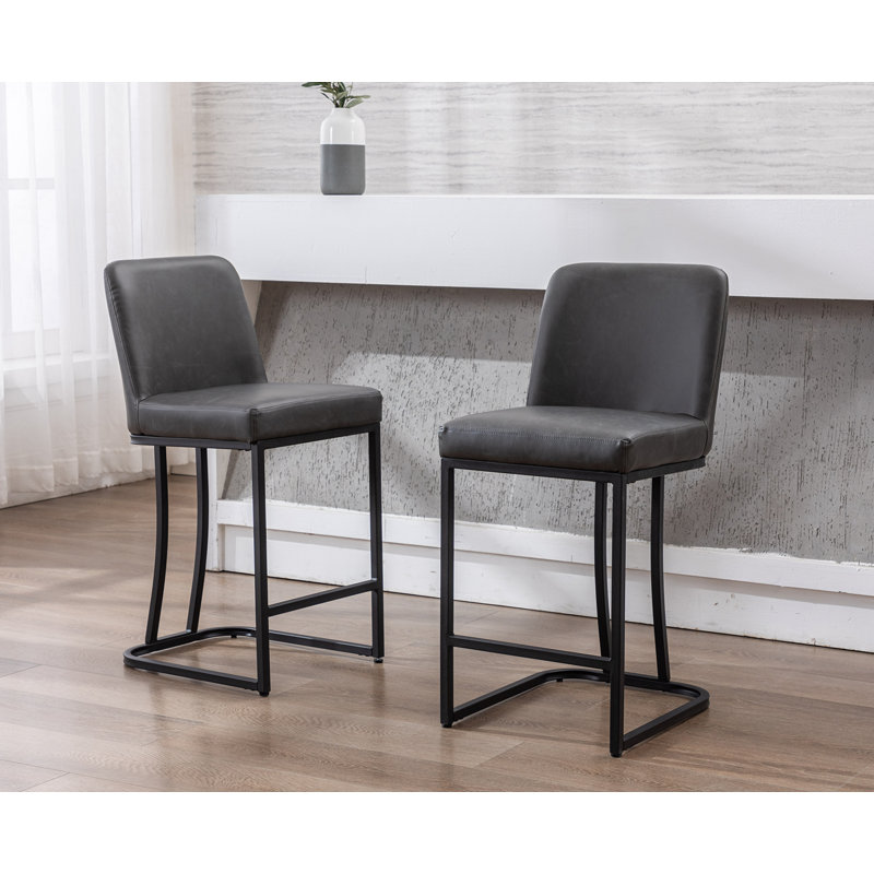 24" Upholstered Counter Stool, Charcoal