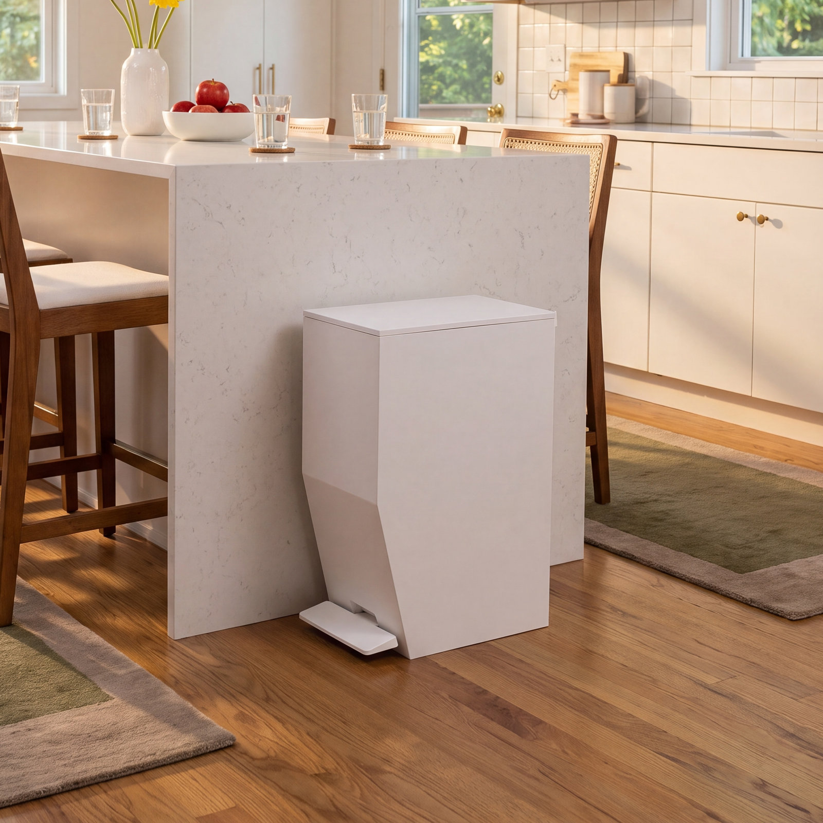 Yamazaki Home Tower 1gal Step-On Basket, White