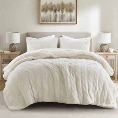 Ensembles de literie confortables en chenille simple, tricot torsadé ivoire, confort moderne