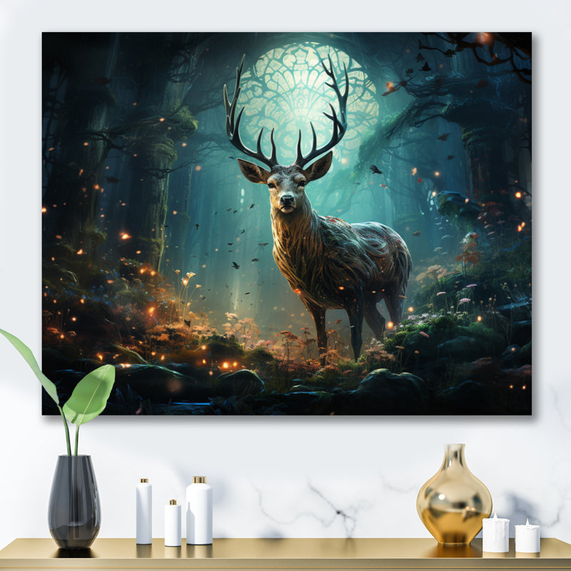 «Deer Enchanted Forest II», reproduction sur toile, Toile tendue, H 12 po x l 20 po x P 1 po
