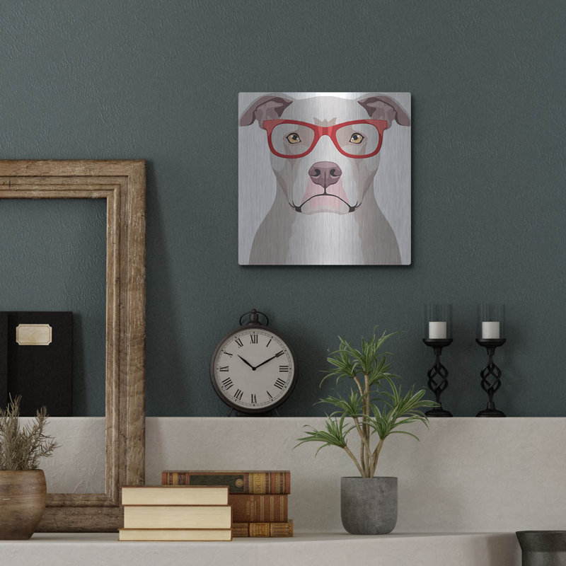 «Pitbull portant des lunettes de hipster» par les affiliés Furbaby, H 12 po x l 12 po