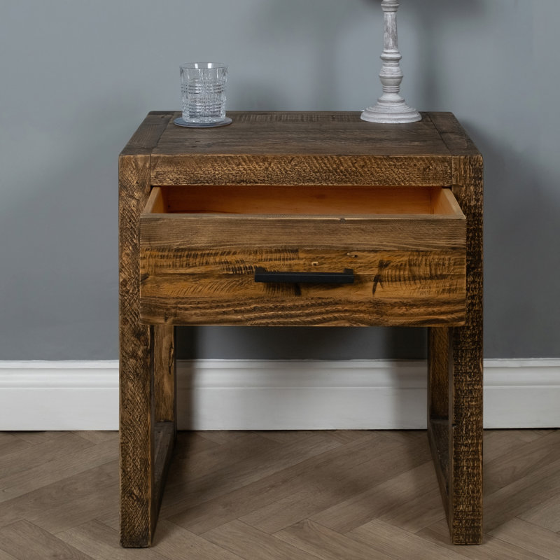 Garridan 55cm W Solid Wood Bedside Table