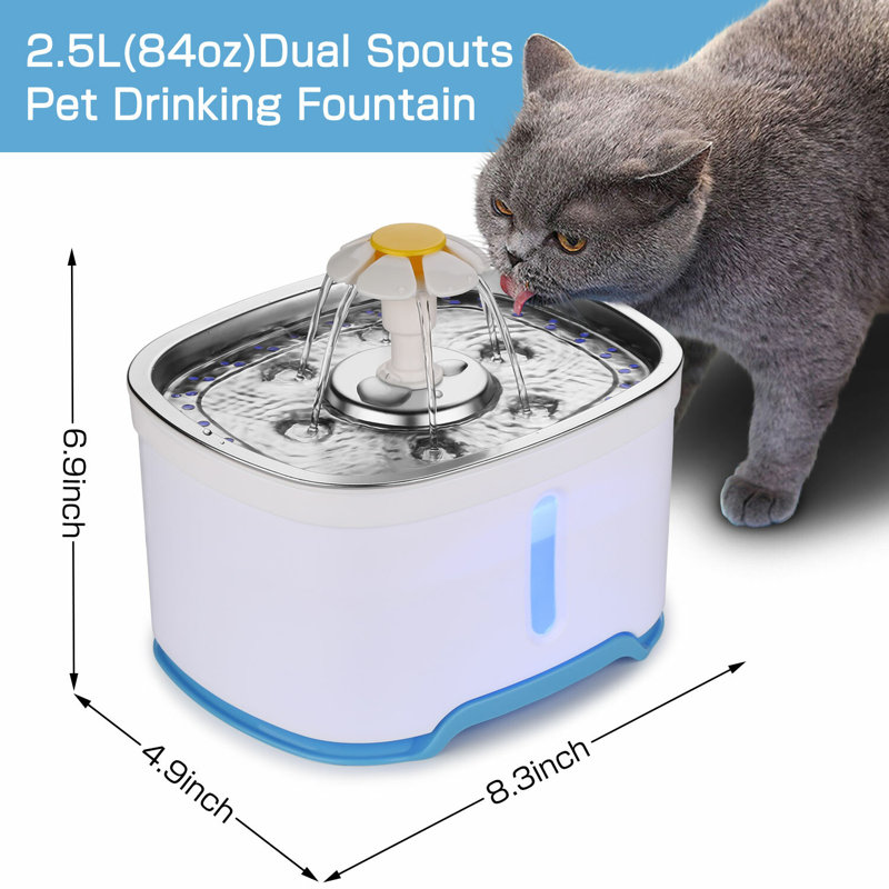 Plat d'eau en acier inoxydable pour animaux avec fontaine automatique