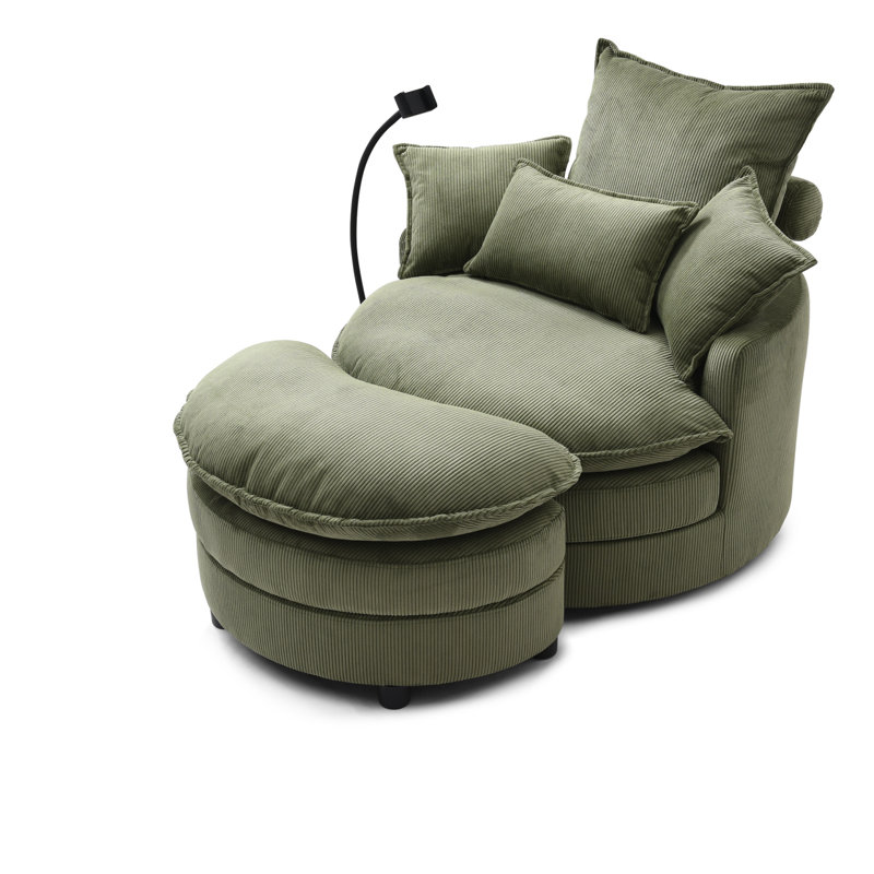 Fauteuil demi-tonneau pivotant 360 ° Modern, Vert