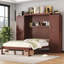 Lit escamotable pliable en bois de couleur brun avec rangement pour garde-robe pour chambres d'amis et petites chambres-845342159