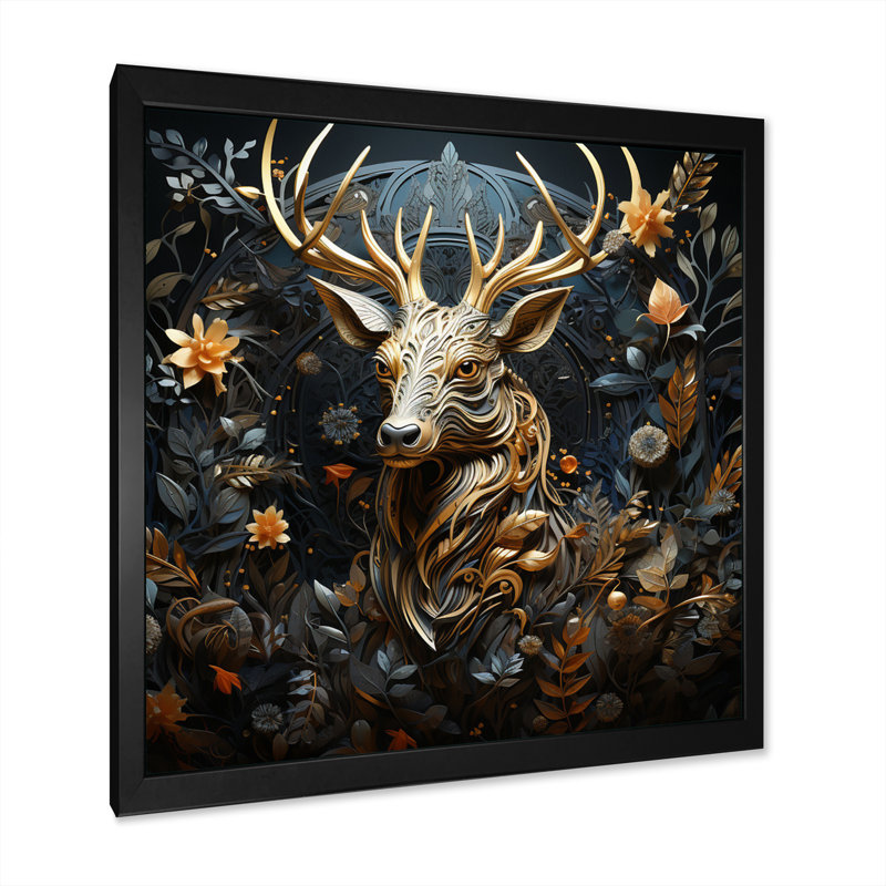 Deer Wonderers II sur impression sur toile, Cadre simple noir, H 36 po x l 36 po x P 1,5 po
