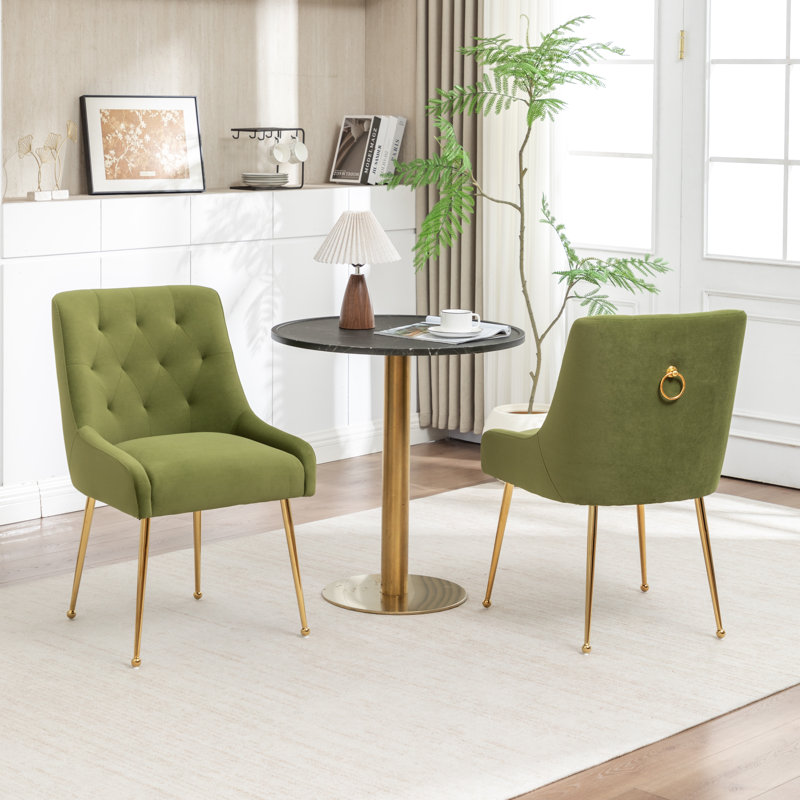 Chaise d'appoint rembourrée en velours Mayreli, Green