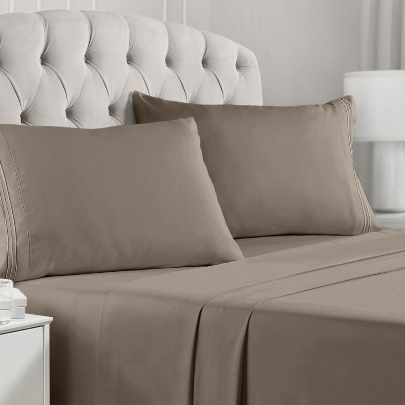 Mellanni 1800 Bed Sheets King Dark Taupe, King Sheet Set, Dark Taupe