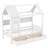 Twin Solid Wood Kids House Bed with Storage Drawers, Shelves & Window – Platform Bed for Boys & Girls, White-1223345150-1223345149