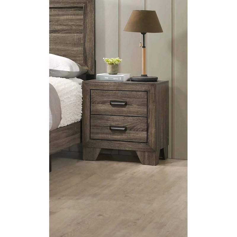 Table de chevet transitionnelle 1Pc 2 tiroirs avec quincaillerie en métal