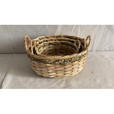 Set Of 3 Oval Handled Baskets