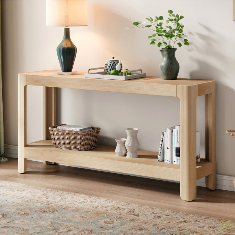 Console moderne de style campagnard, design minimaliste élégant avec placage en bois de qualité supérieure et coins arrondis