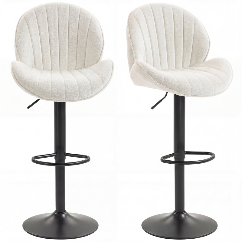 Swivel Upholstered Adjustable Height Counter Stool, White