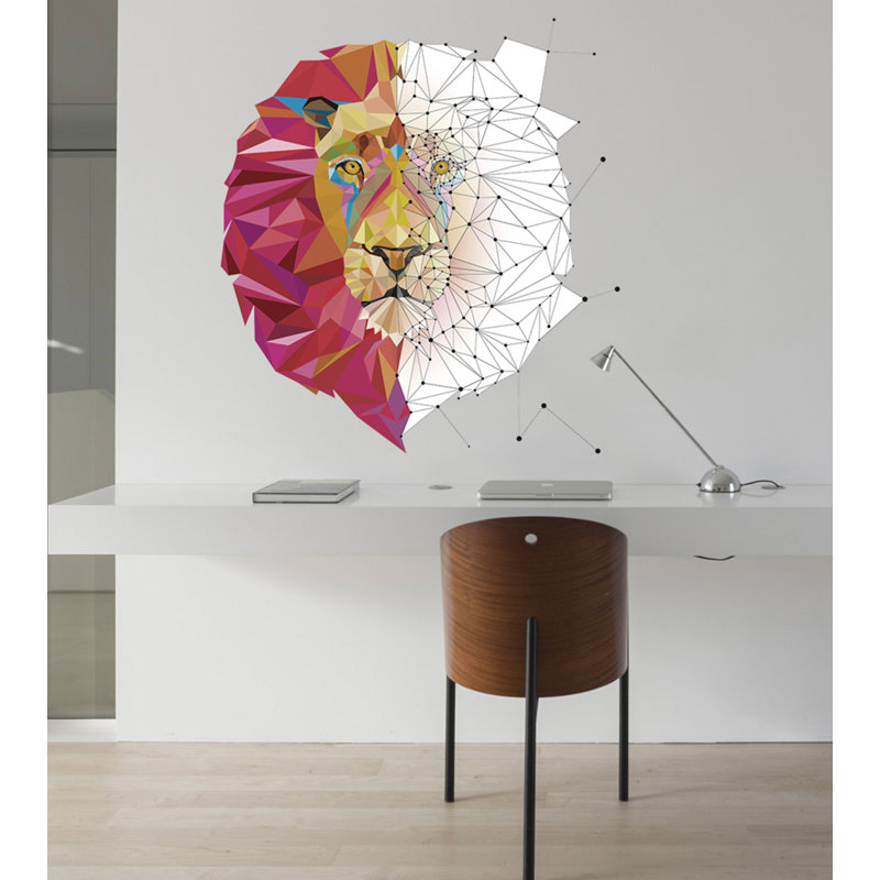 Polygonal Lion Wall Decal, H 33 po x l 36 po