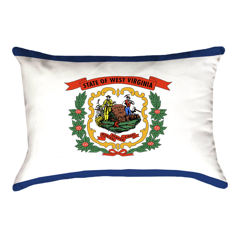 Oreiller Katelyn Smith West Virginia Flag, Coussin lombaire, Polyester/mÃ©lange de polyester - utilisation intÃ