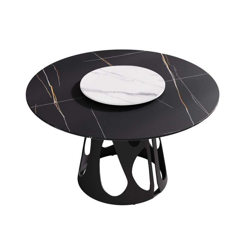 Table de salle à manger 53 po, Blanc/Noir