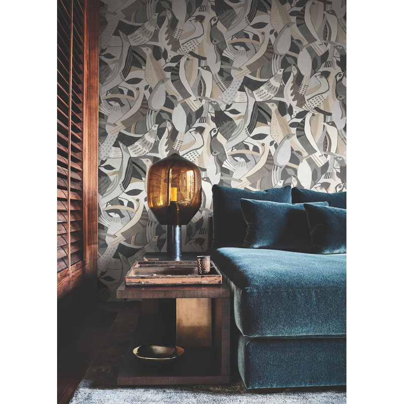 Fauvist Flock Wallpaper, Gray