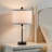 22" H Black Modern Clear Glass Bedside Table Lamp Set