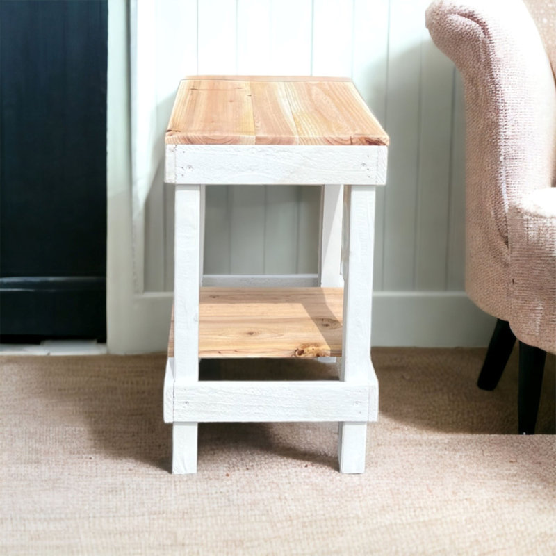 Juliana Solid Wood End Table, Natural/White, 23" H x 20" W x 13.5" D
