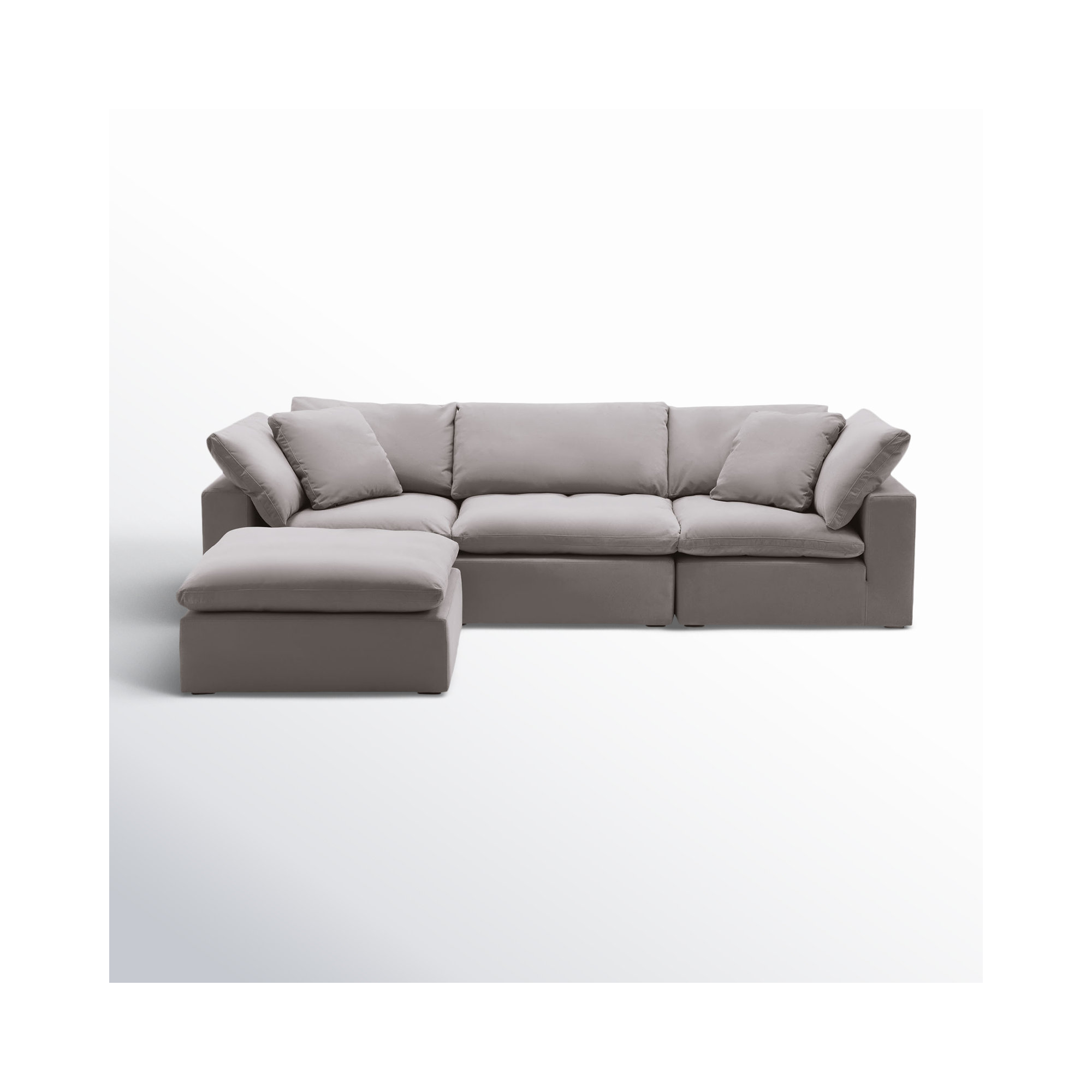Calana Cloud Modular Sectional, 4 Piece (2 Corner, 1 Armless, 1 Ottoman), Slate