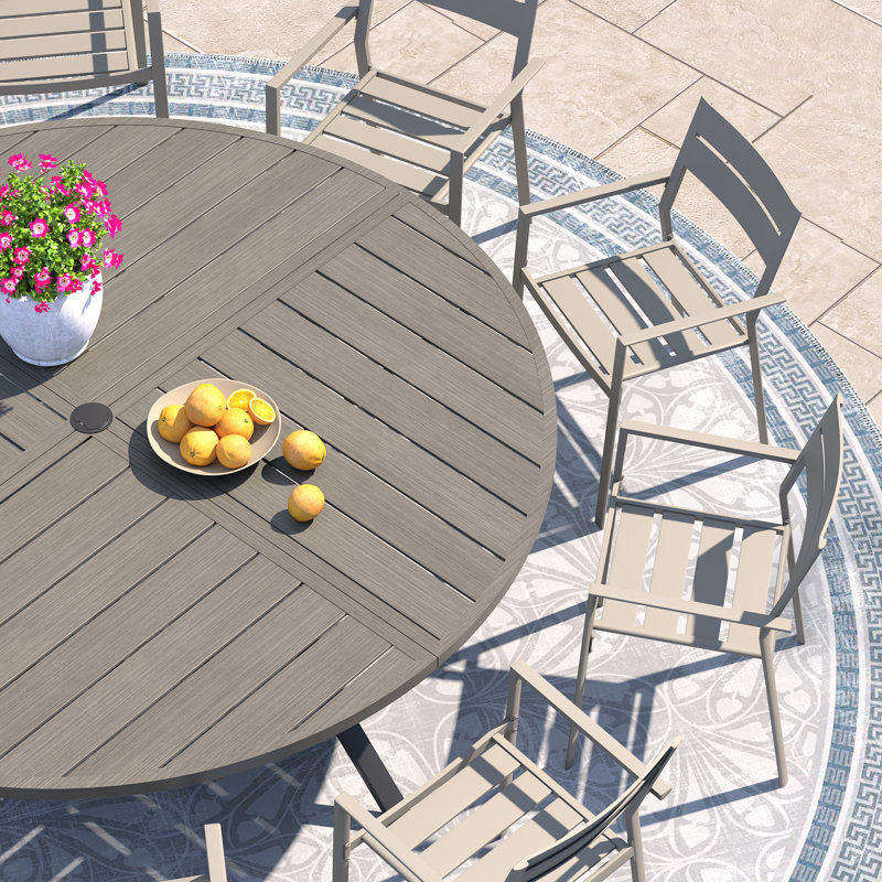 10-Person Patio Dining Set with 63" Extra Large Round Dining Table and 10 Stackable Metal Dining Chairs