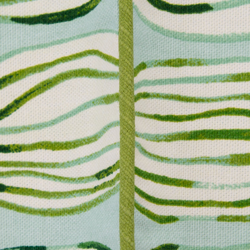 Tropical Leaf Aqua and Green Cotton Throw Pillow