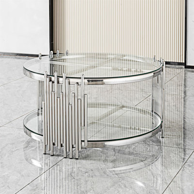 Glass Coffee Table with Shelf