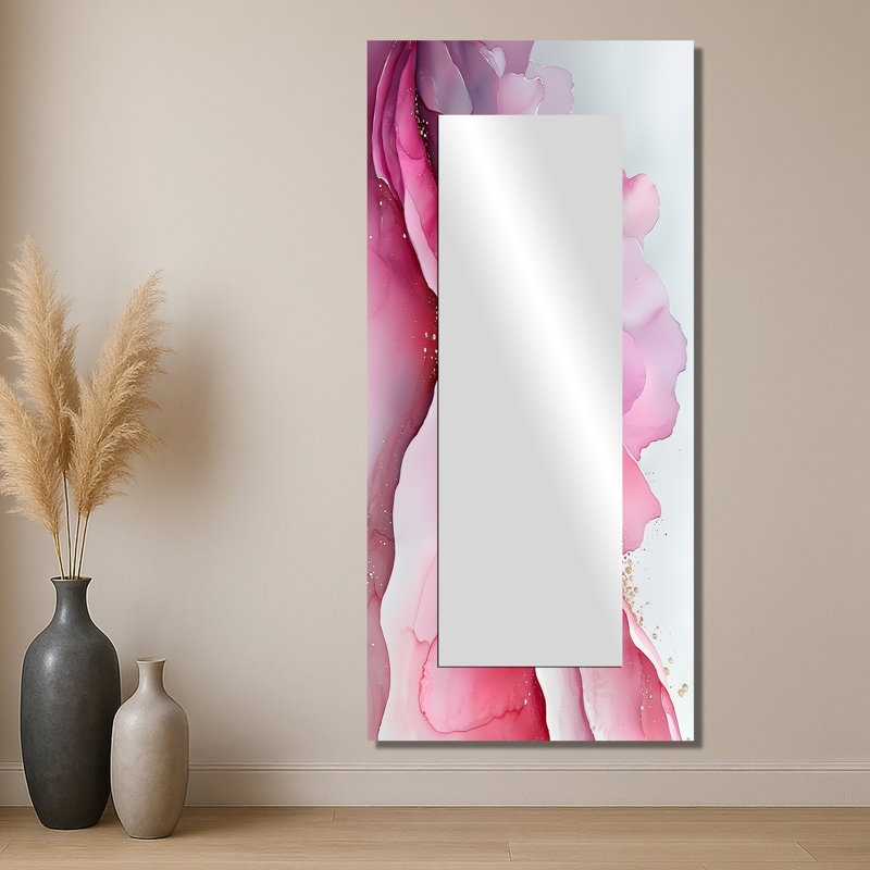 Fondations fluides de marbre marbre I - art abstrait miroir mural - imprimé sur métal, 28 po x 60 po