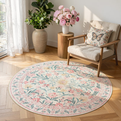 Kaldi Kaldi Oriental Botanical Floral Machine Washable Area Rug with Non-Slip Backing for Living Room, Dining Room, Bedroom