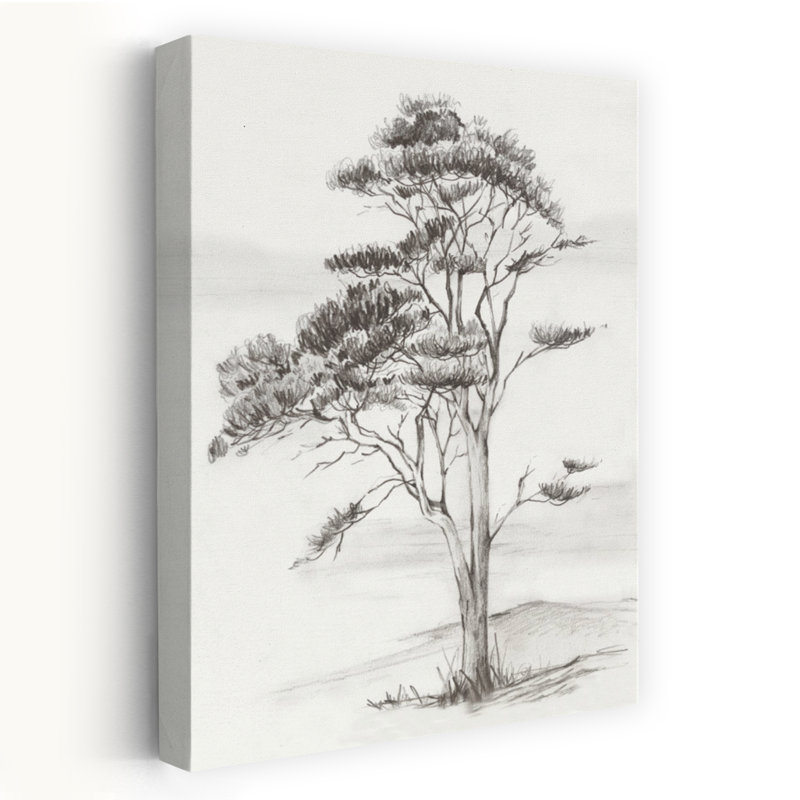 Arbre solitaire dans une brise douce I, paysage contemporain abstrait, art mural, H 24 po x l 16 po