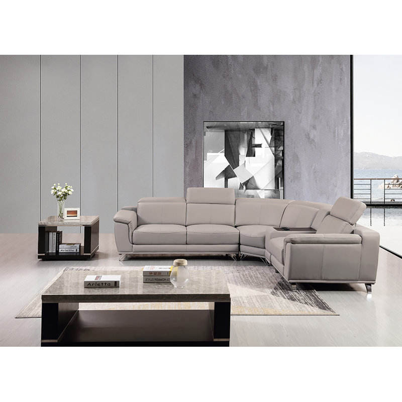 Lirison Upholstered Curved Sectional Right Hand Facing, Left Hand Facing, Red Genuine Leather