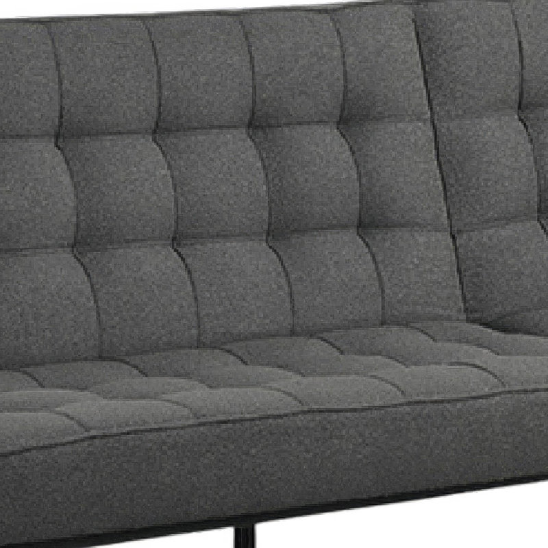 Convertible Futon Sofa Bed, Biscuit Tufted Cushions, Dark Gray 81 Inch, Dark Gray Fabric