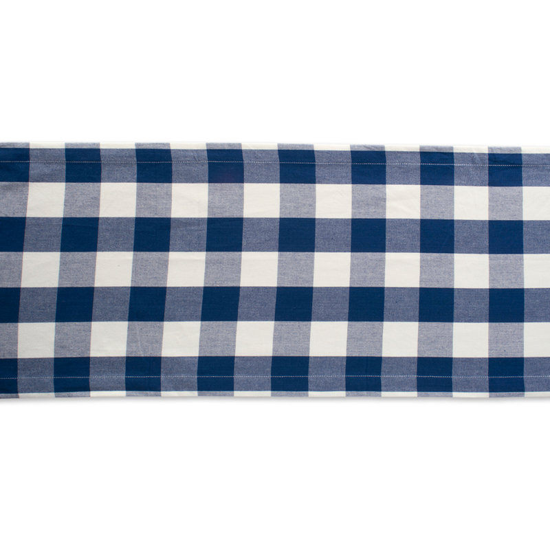 Wolsingham Gingham 100% Cotton Table Runner, Navy, 108" L x 14" W