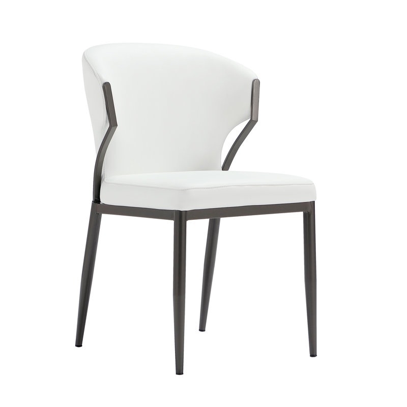 Chaise rembourrée en cuir Kirsten, Blanc / Blanc