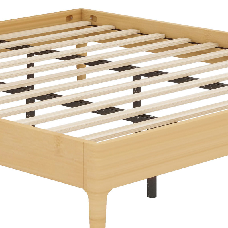 Structure de lit contemporaine à profil bas avec base de grille interne durable, Naturel